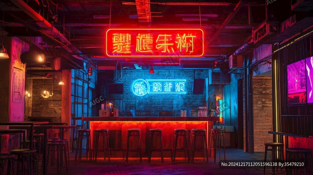 快乐酒局霓虹灯