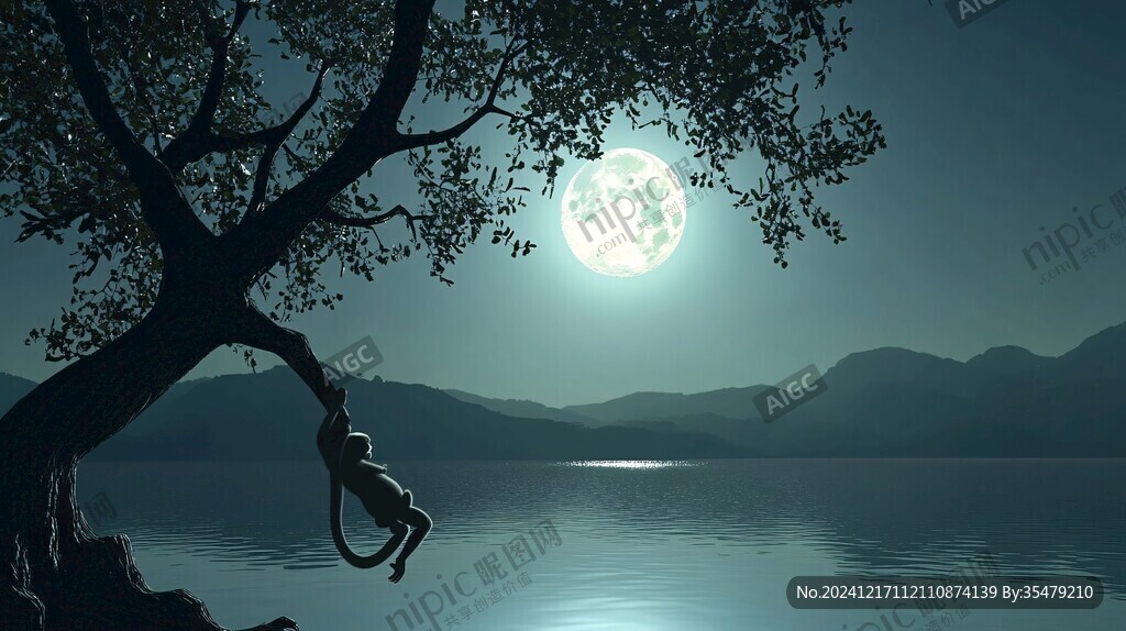 禅境秋夜极品意境插画
