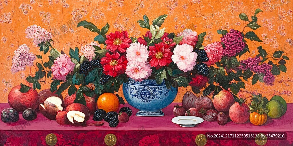 花朵水果油画