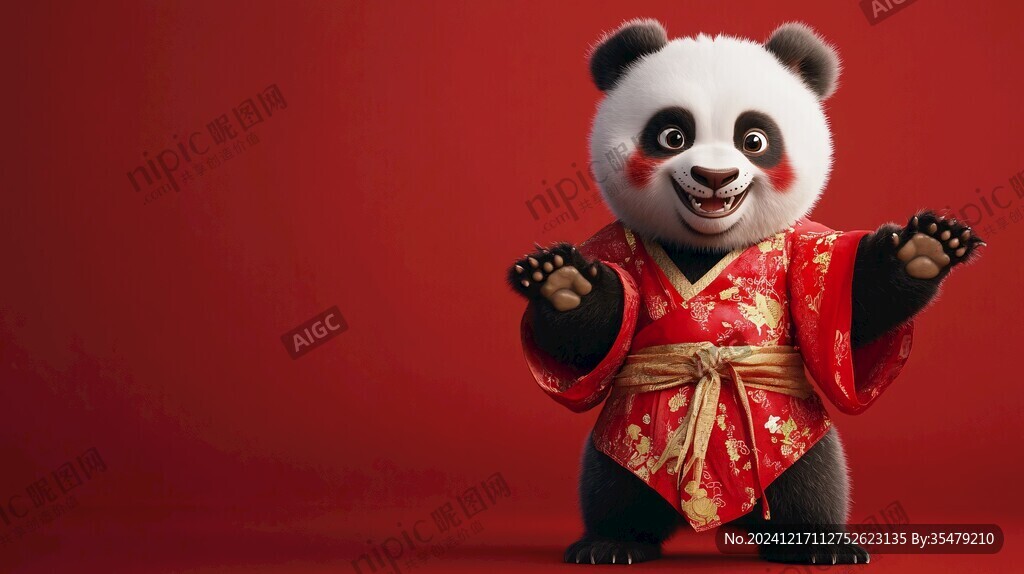拿着红包的熊猫