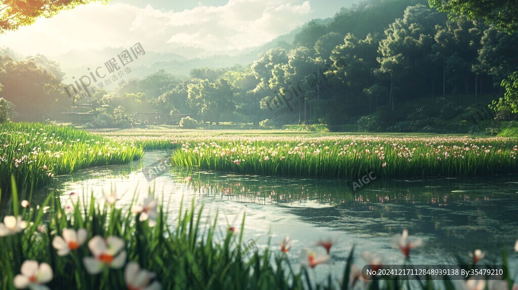 唯美梦幻花田场景