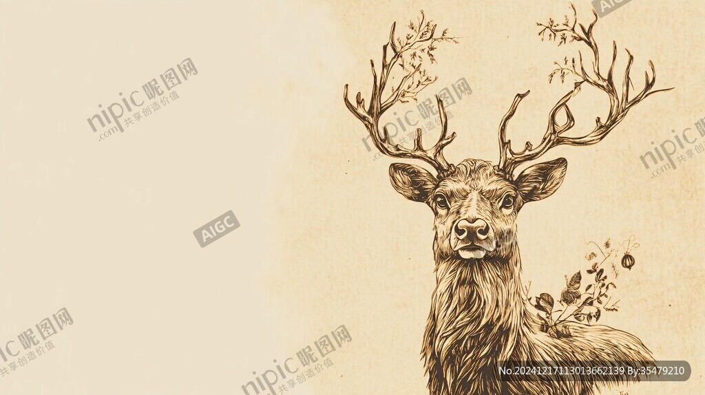 手绘麋鹿插画