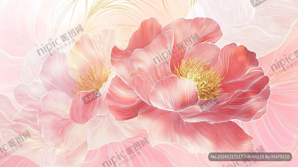 牡丹包装插画