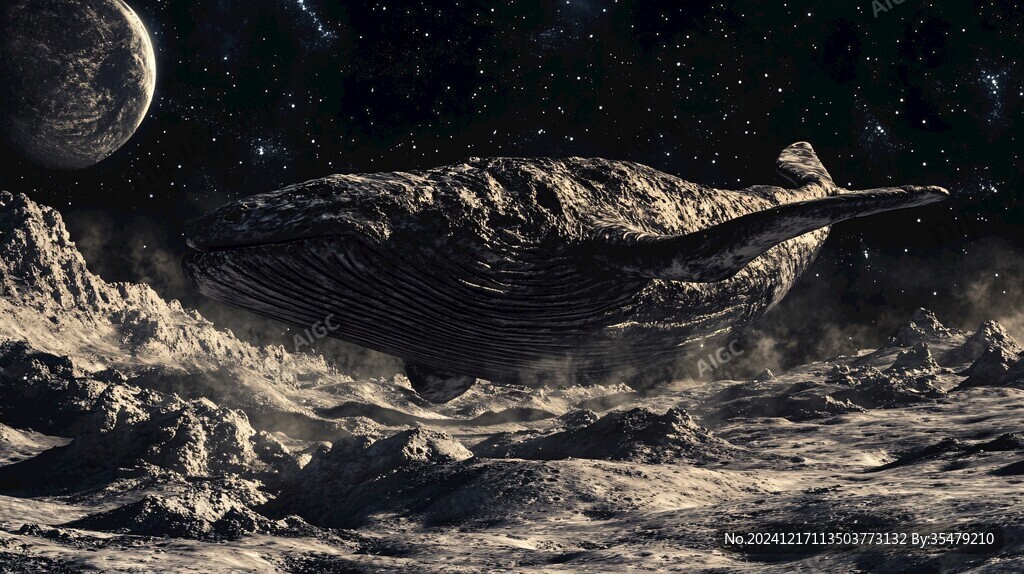 银河星系手绘鲸鱼儿