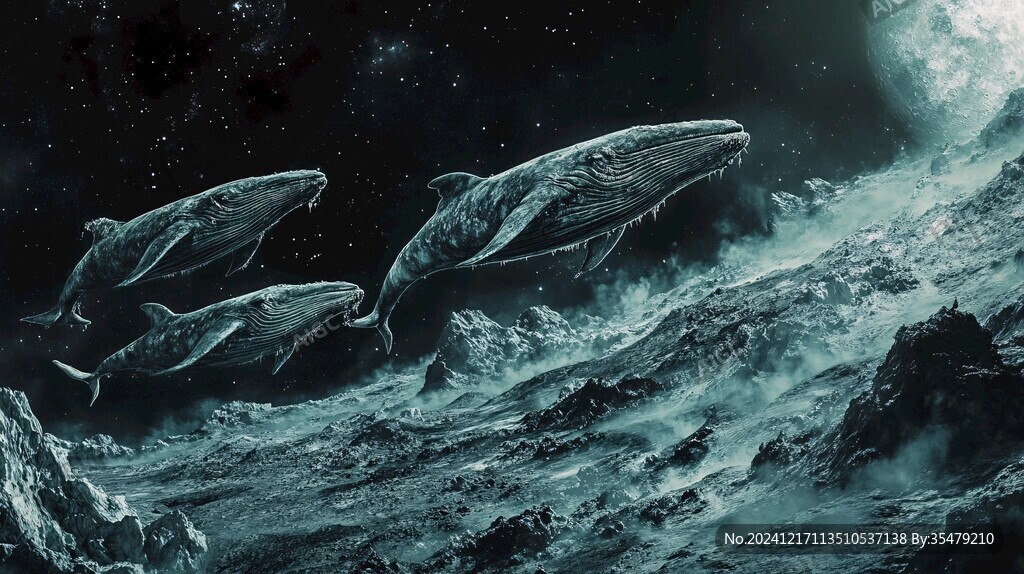 银河星系手绘鲸鱼儿