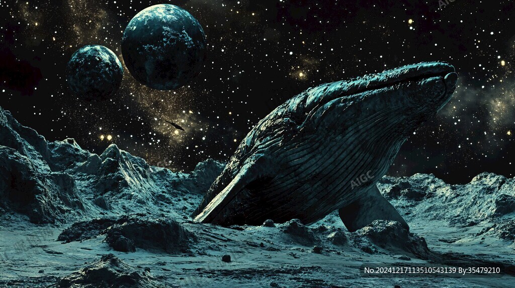 银河星系手绘鲸鱼儿
