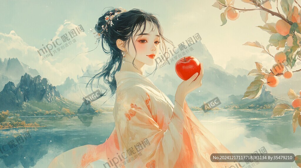 红衣少女设计古风