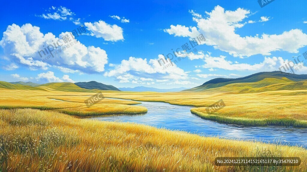 巨幅草原湿地风景