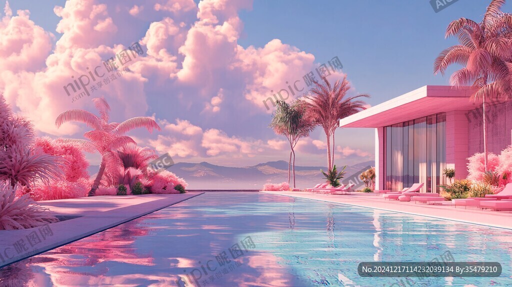 粉红色的游泳池