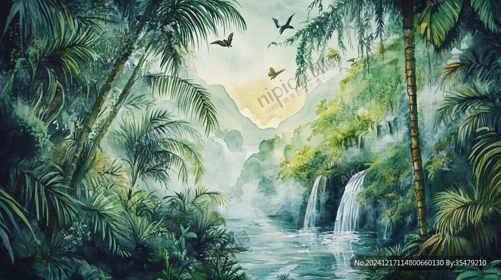 热带风景壁画