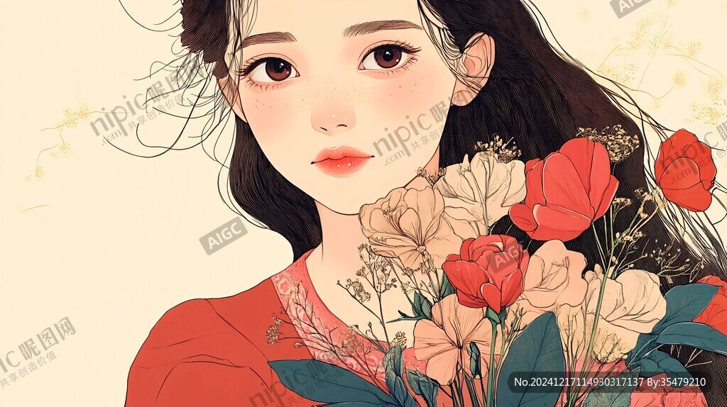 文艺美女插画