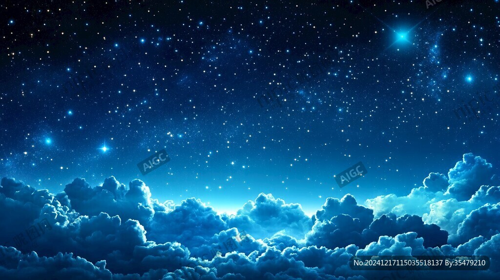 夜晚云彩星星