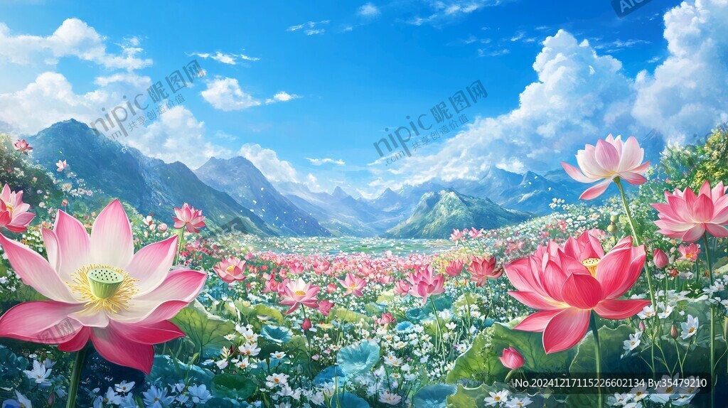 唯美梦幻花田场景