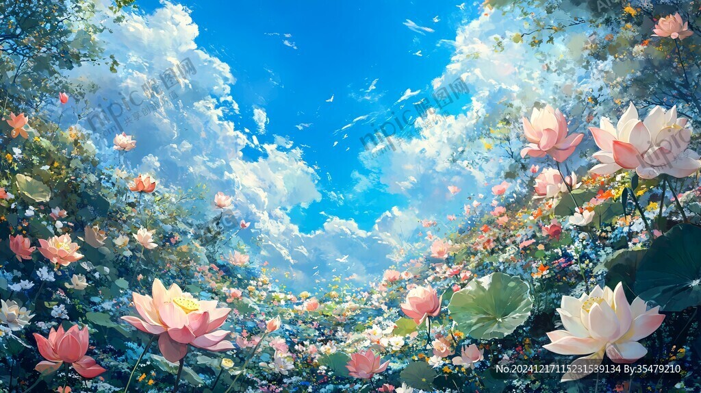 唯美梦幻花田场景