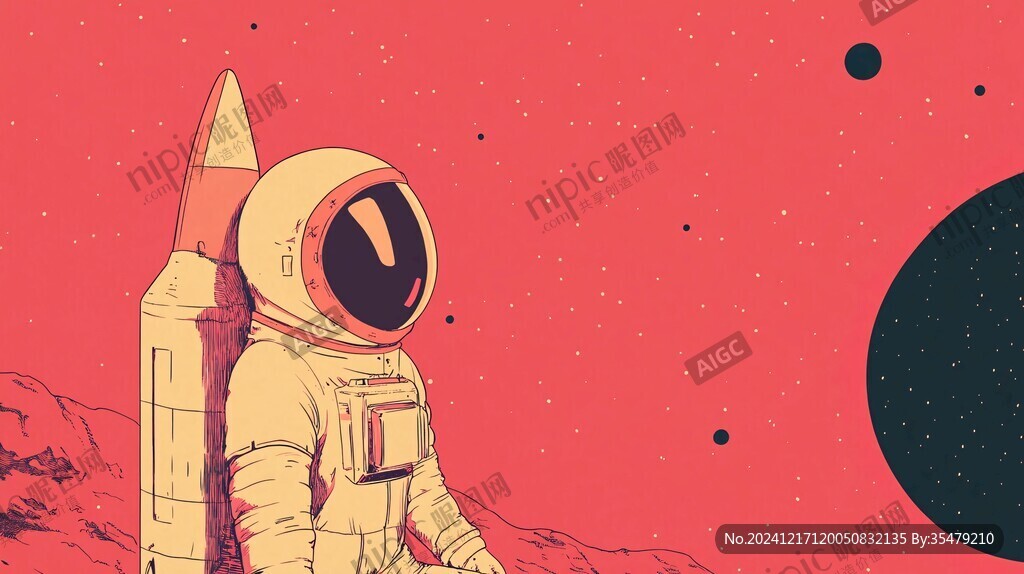 红色背景kv探索宇宙