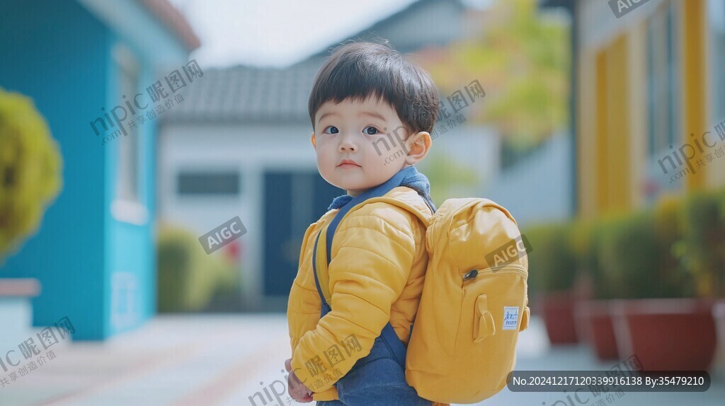背书包的小男孩