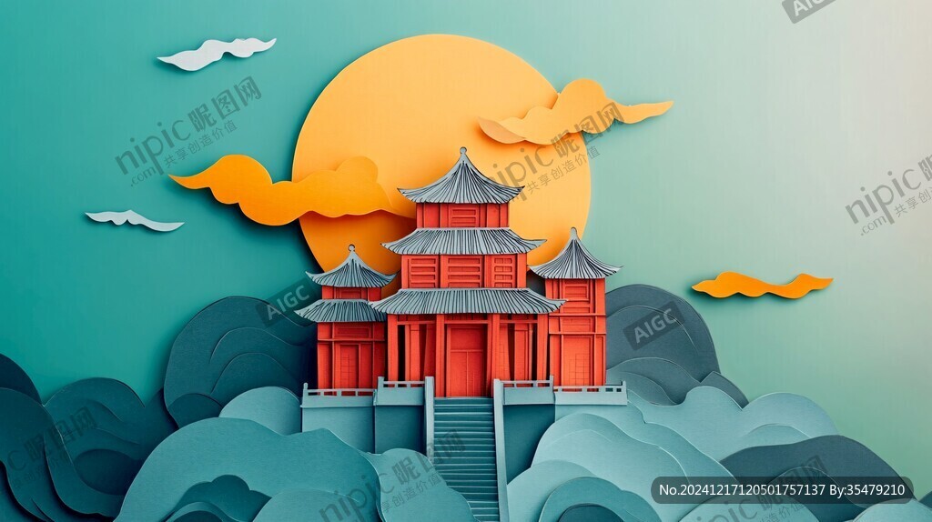 剪纸风插画