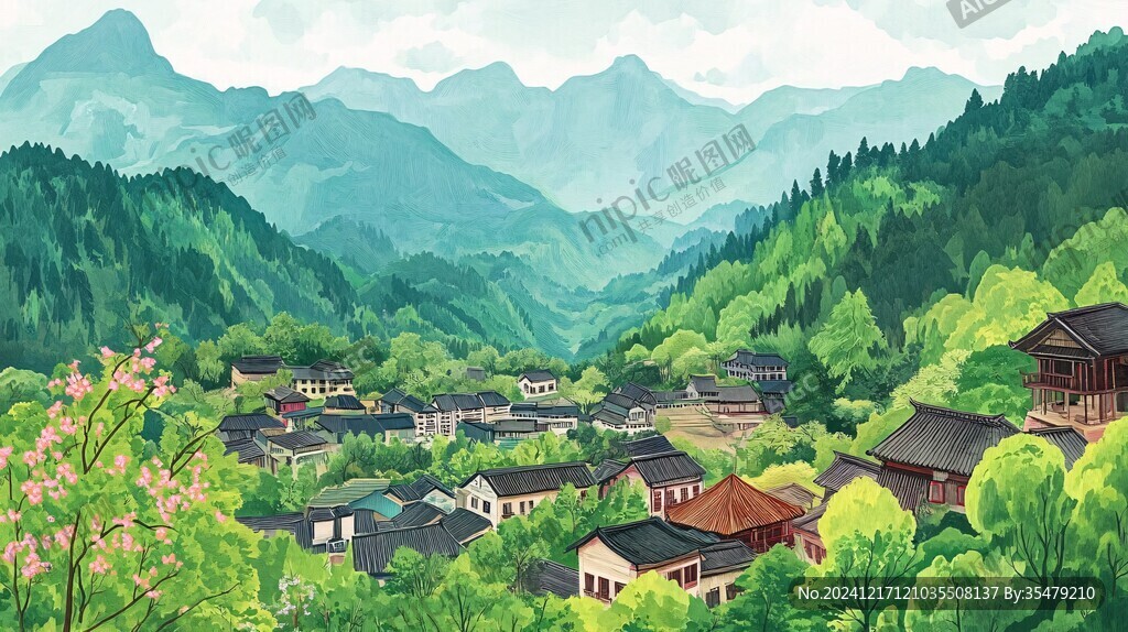 山村插画