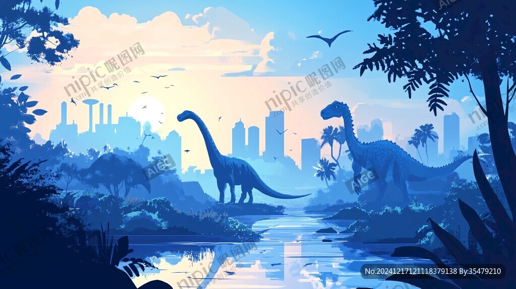 恐龙户外插画