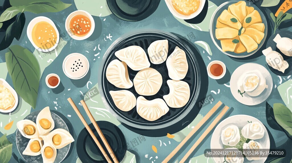 创意水饺插画
