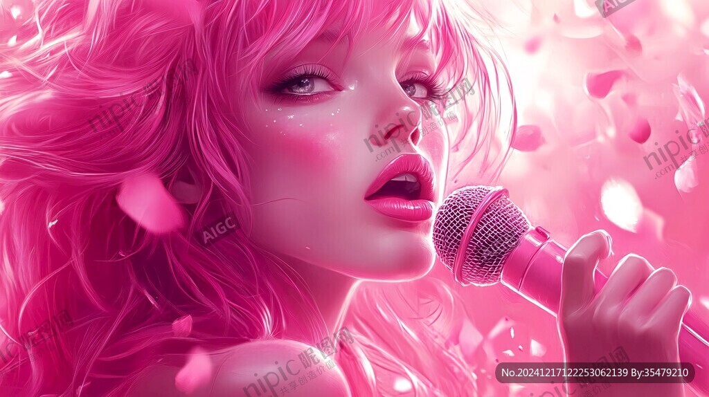 女歌手插画