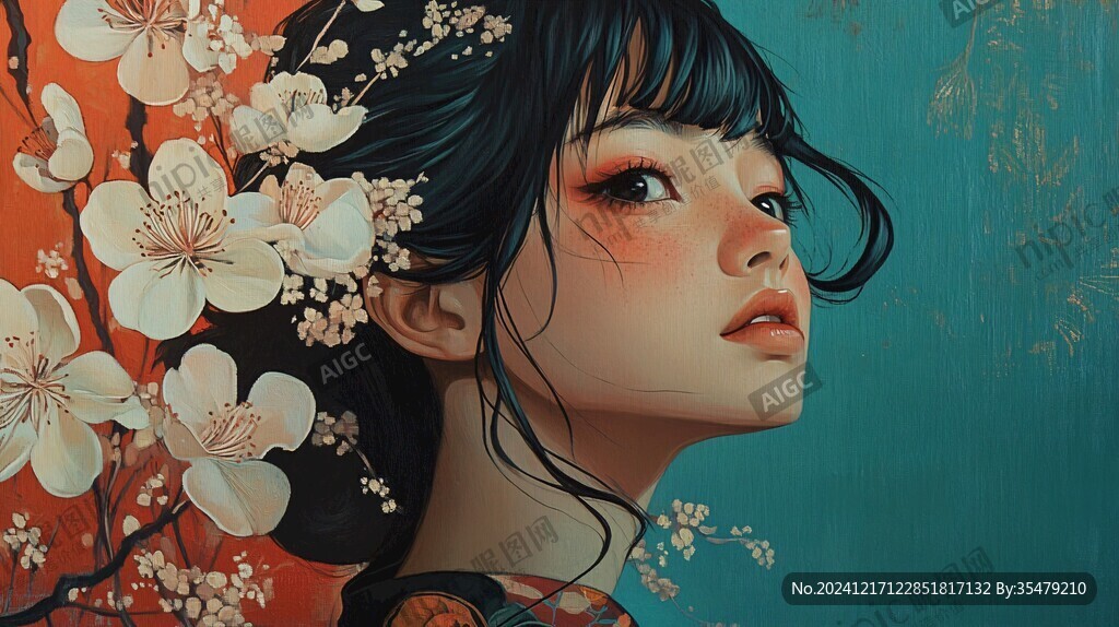 日系美女插画