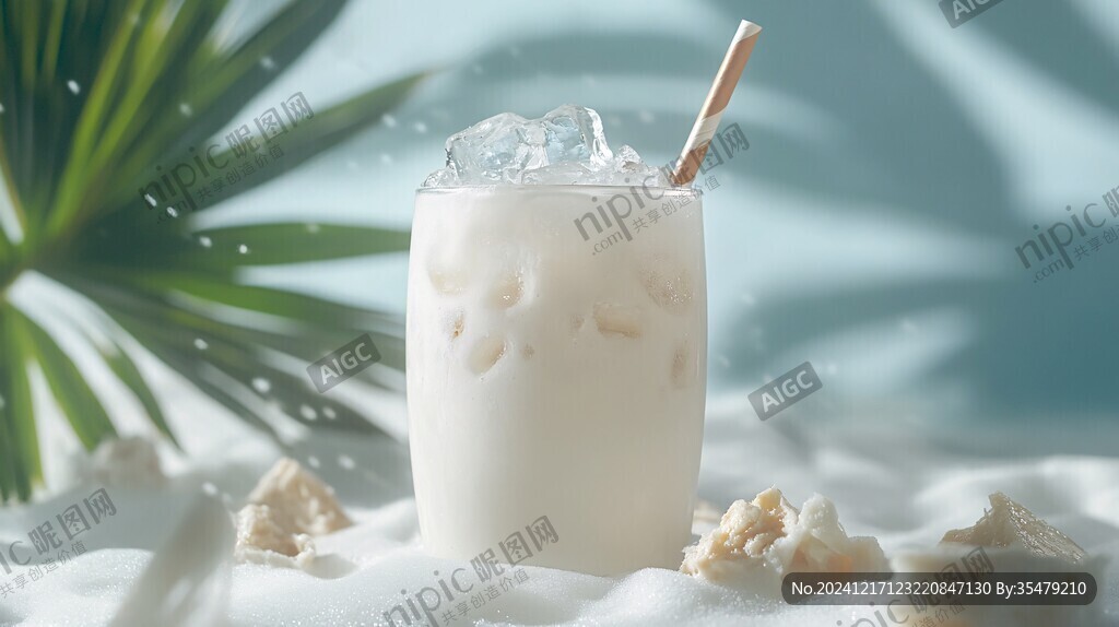 满杯椰奶饮品高清图