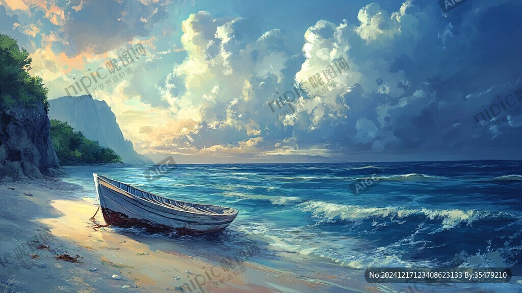 欧美手绘海景油画