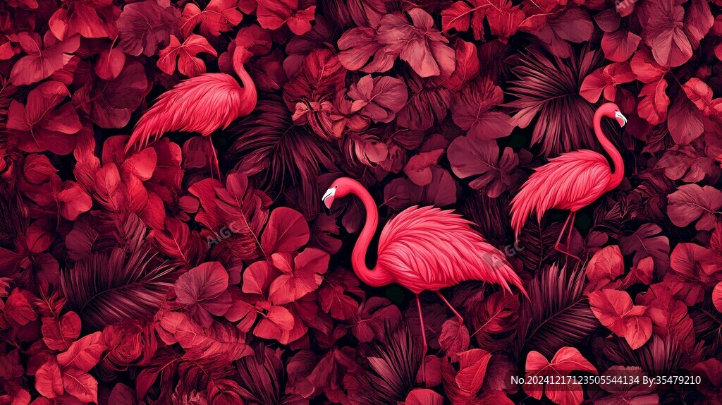 粉红色火烈鸟墙纸