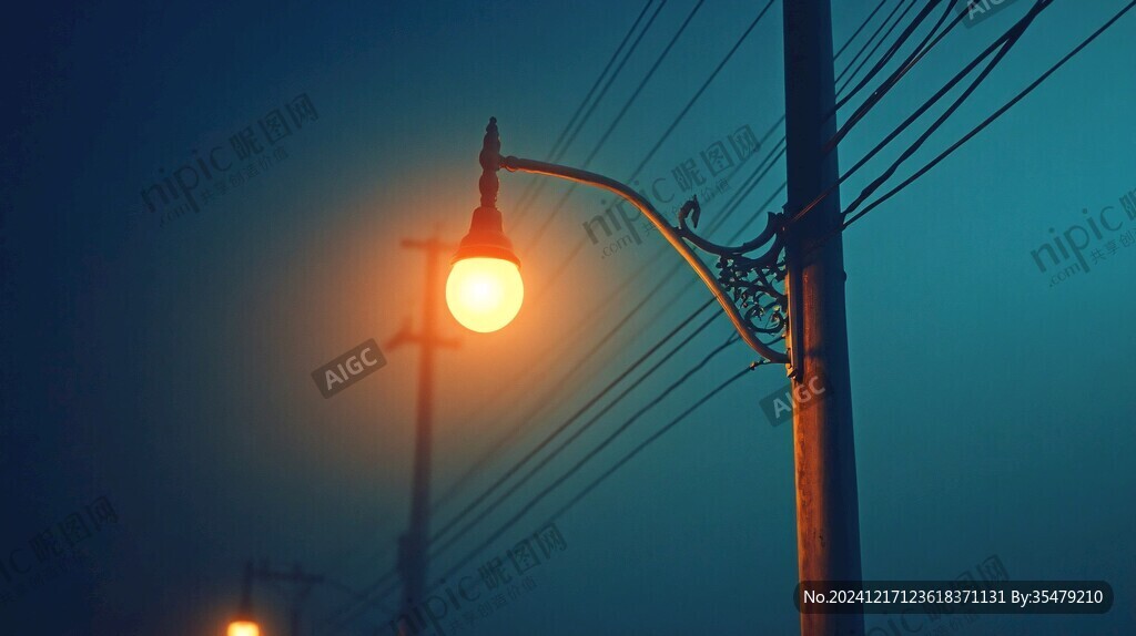 昏黄的路灯
