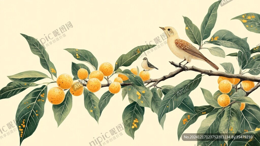 枇杷包装插画
