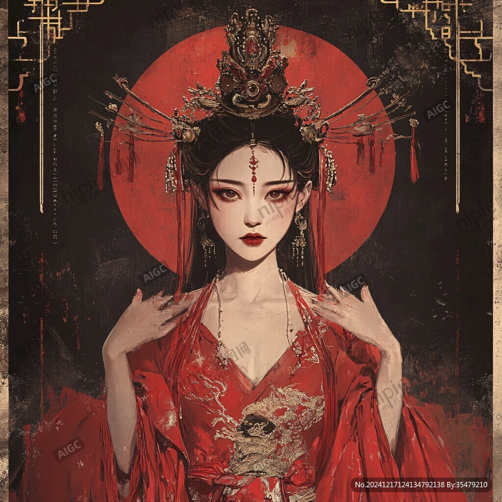 红衣少女设计古风