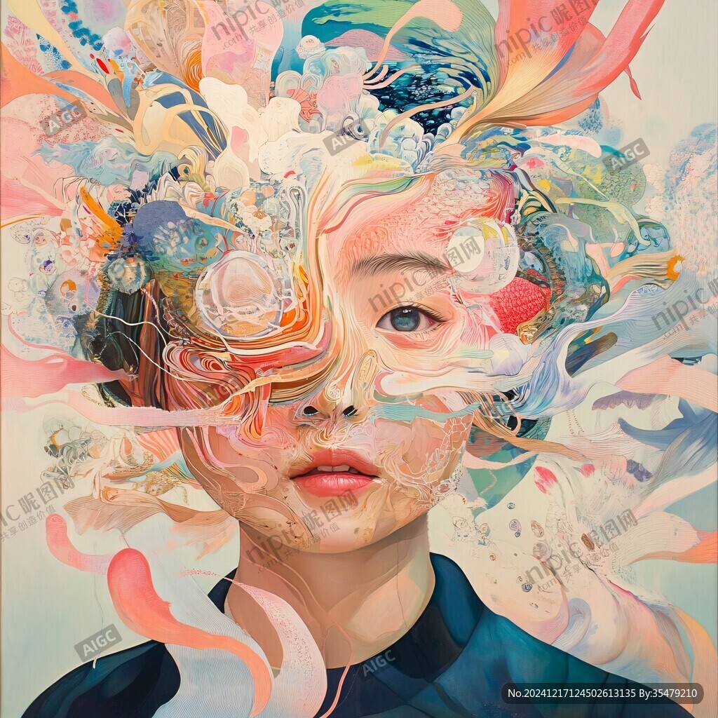 扭曲人像插画