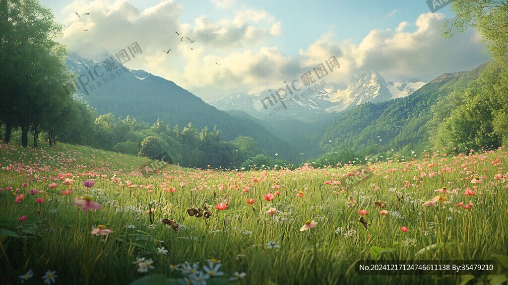 唯美梦幻花田场景