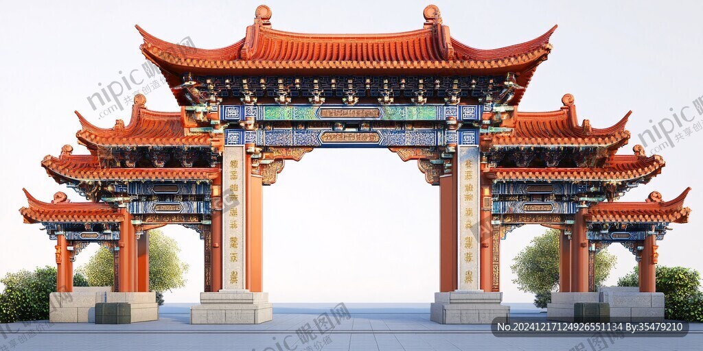 中式牌坊景区门