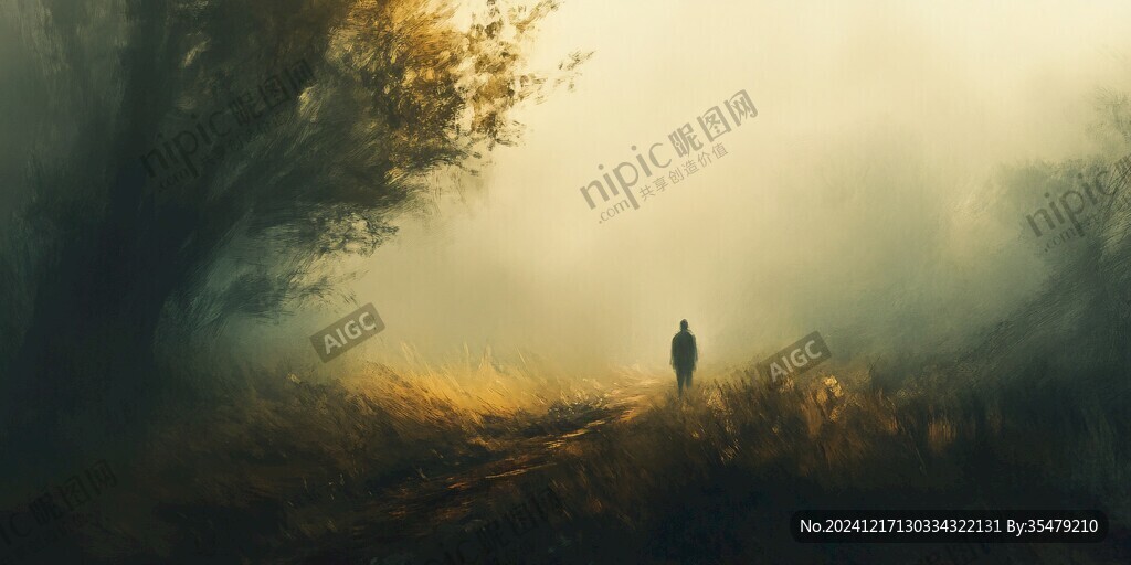 雾中背影