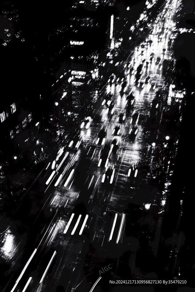 黑白色调夜景