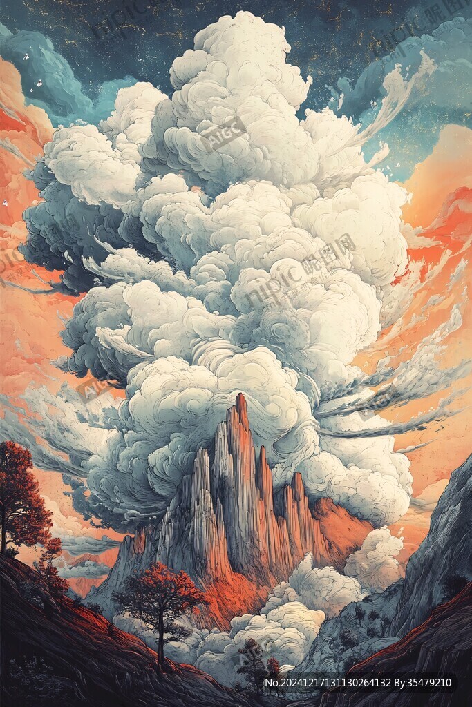 火山立体画