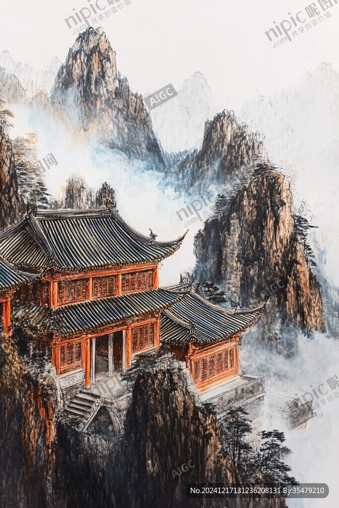新中式楼阁皇宫山水