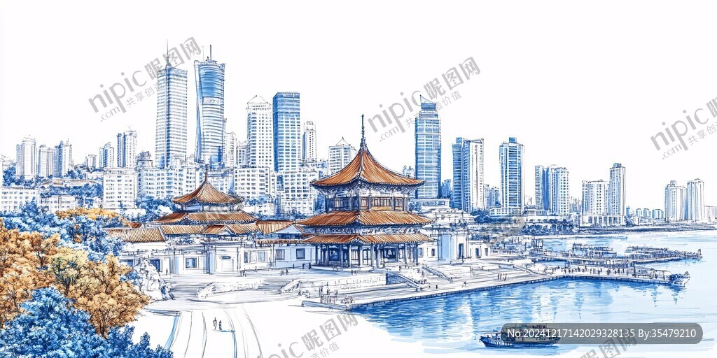 五四广场插画