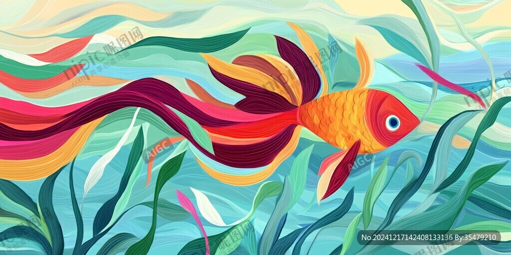 创意金鱼潮流插画