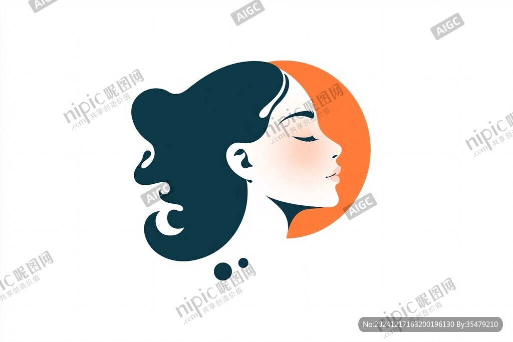 女性侧脸标志logo