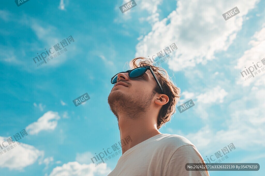 他蓝天白云