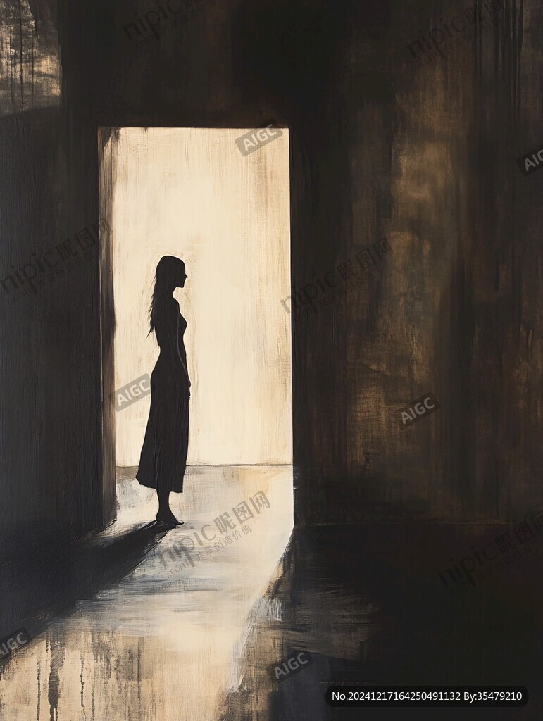 门口女人剪影