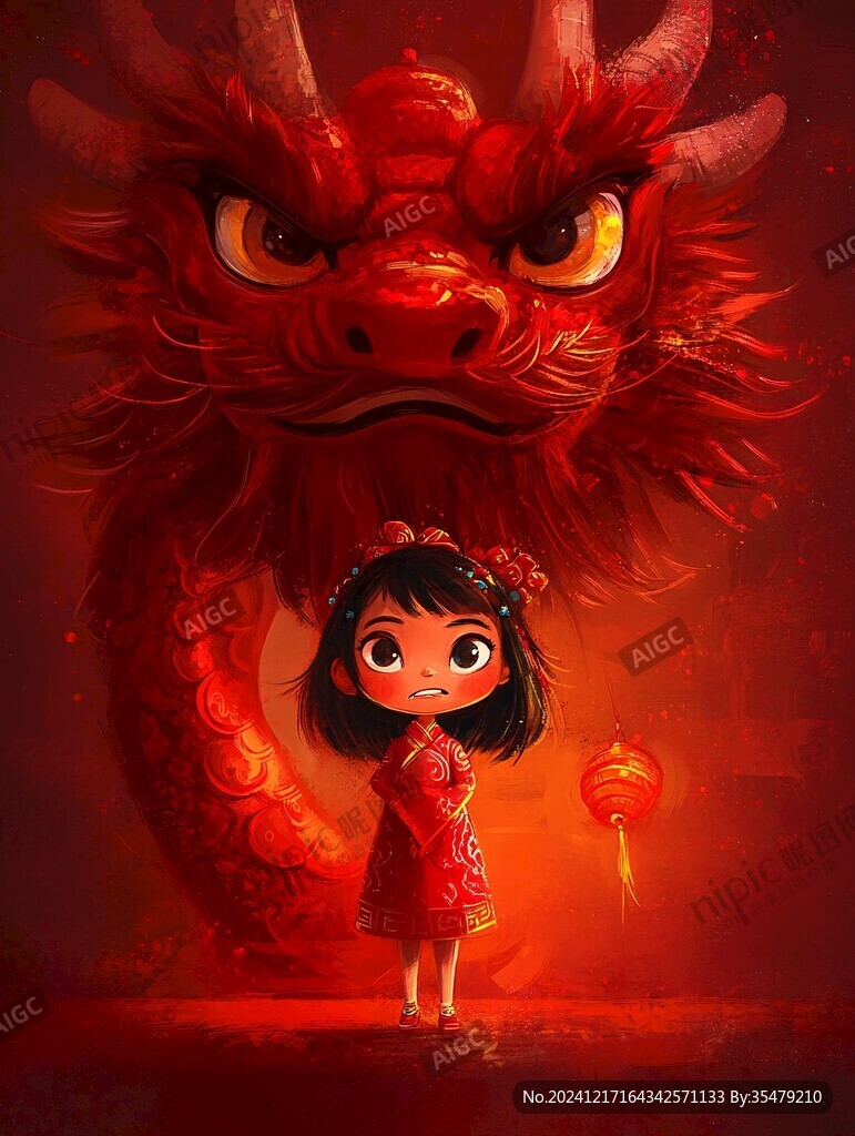 龙年小女孩插画