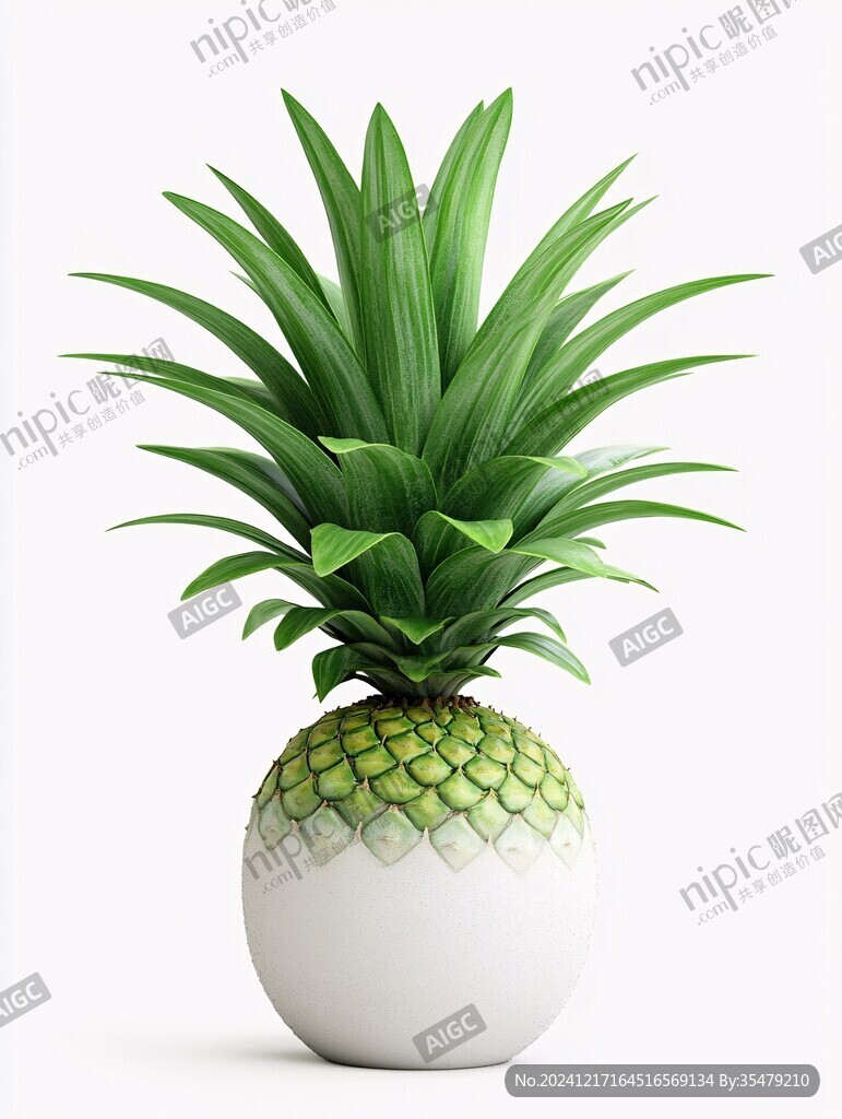 绿色植物花瓶素材设计