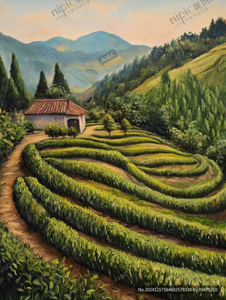 茶园油画