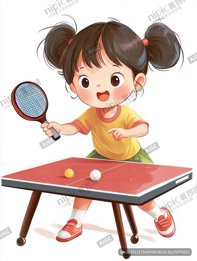 打乒乓球插画