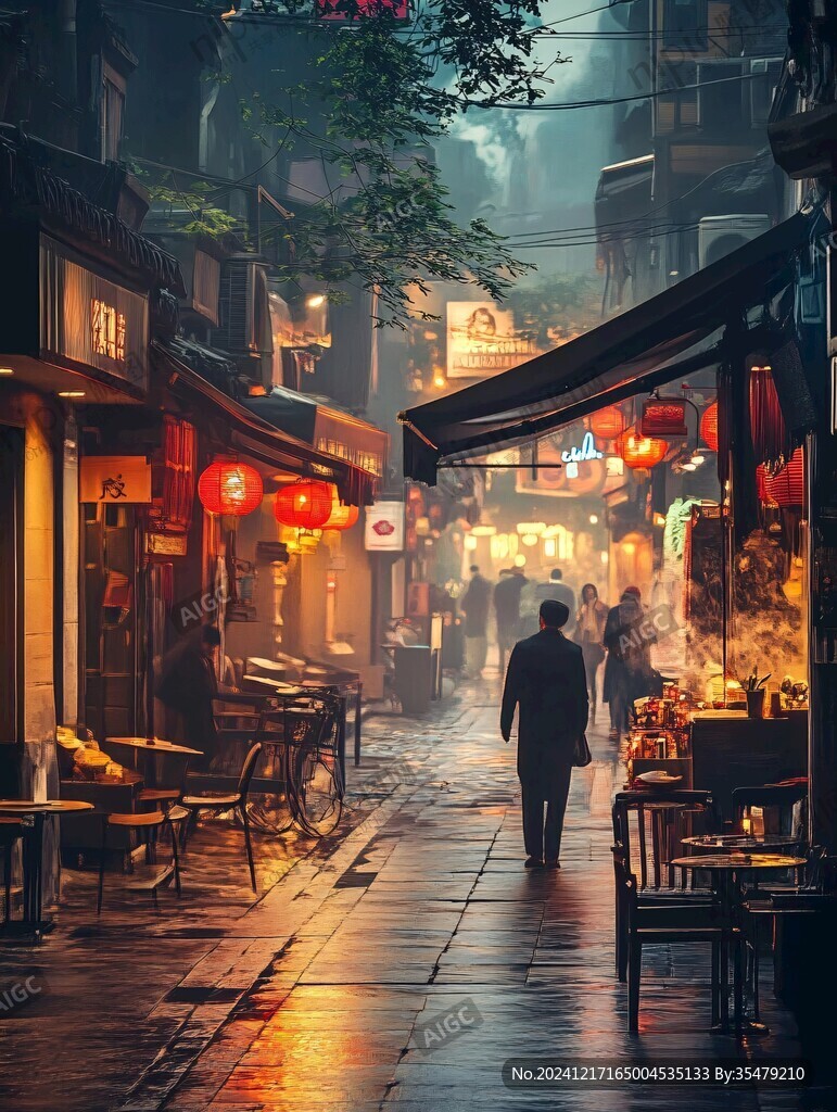 古街阴雨天