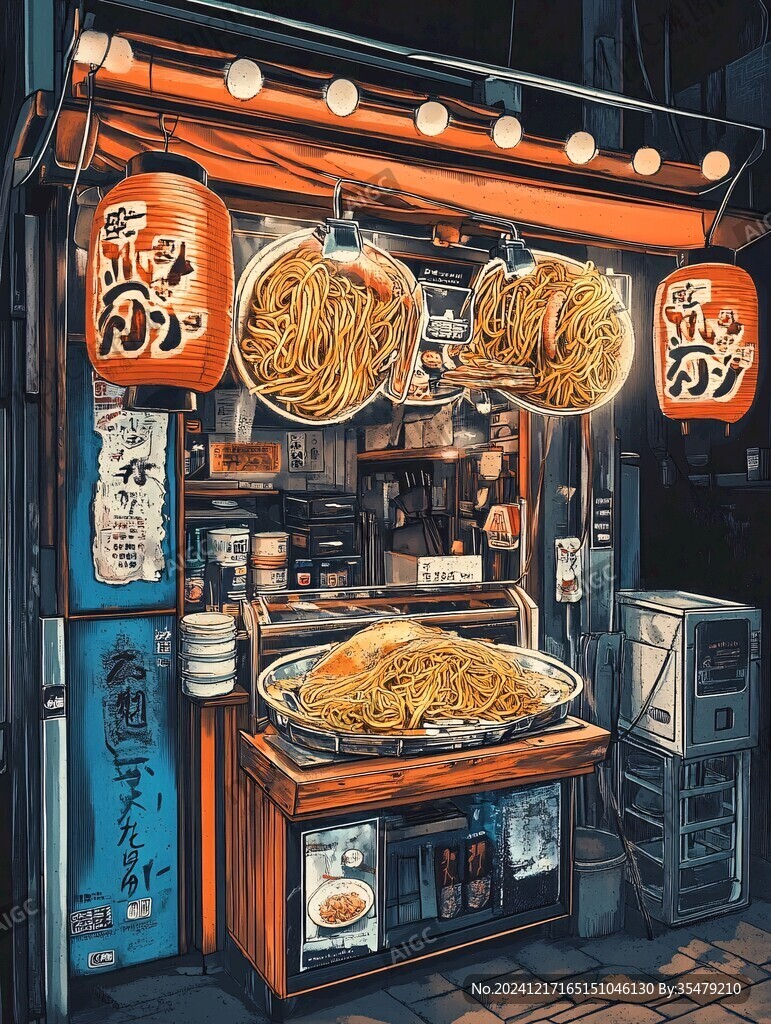 车仔面插画